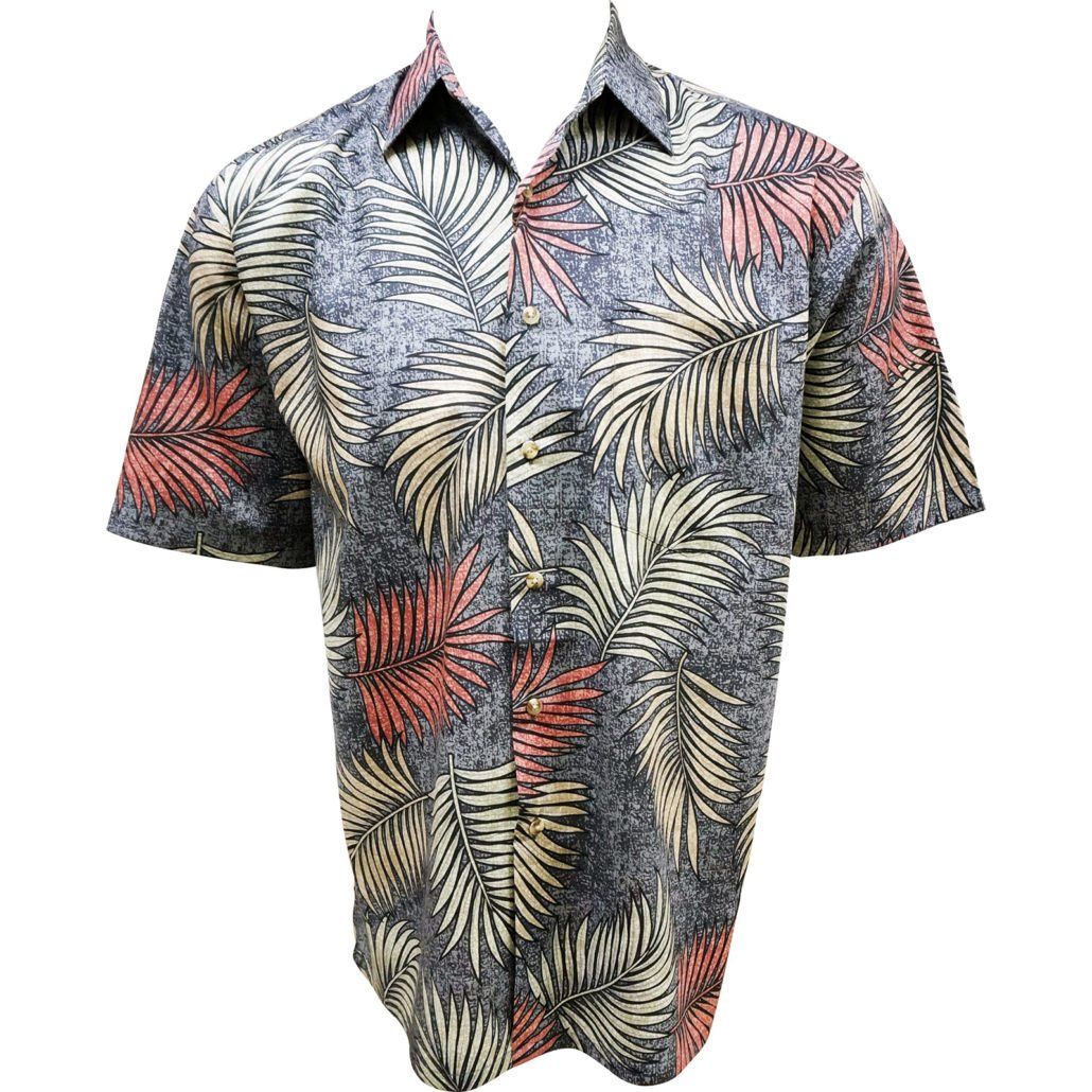Salamanca Leaves Tropical Print Men's Shirt, Color: Black, Size: 2X