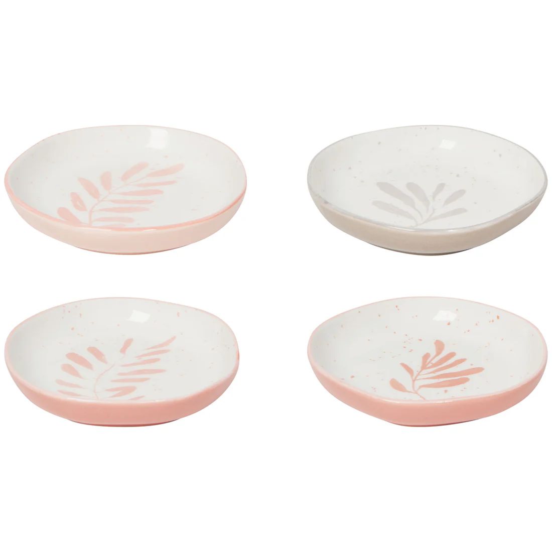 Grove Dipping Dishes Set of 4, Assorted, Color: White/Tonal Leaf