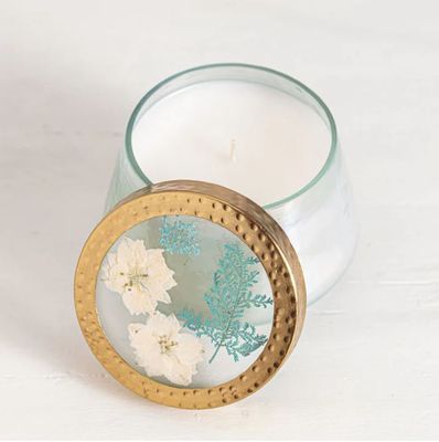 Watercolor Medium Pressed Floral Candle