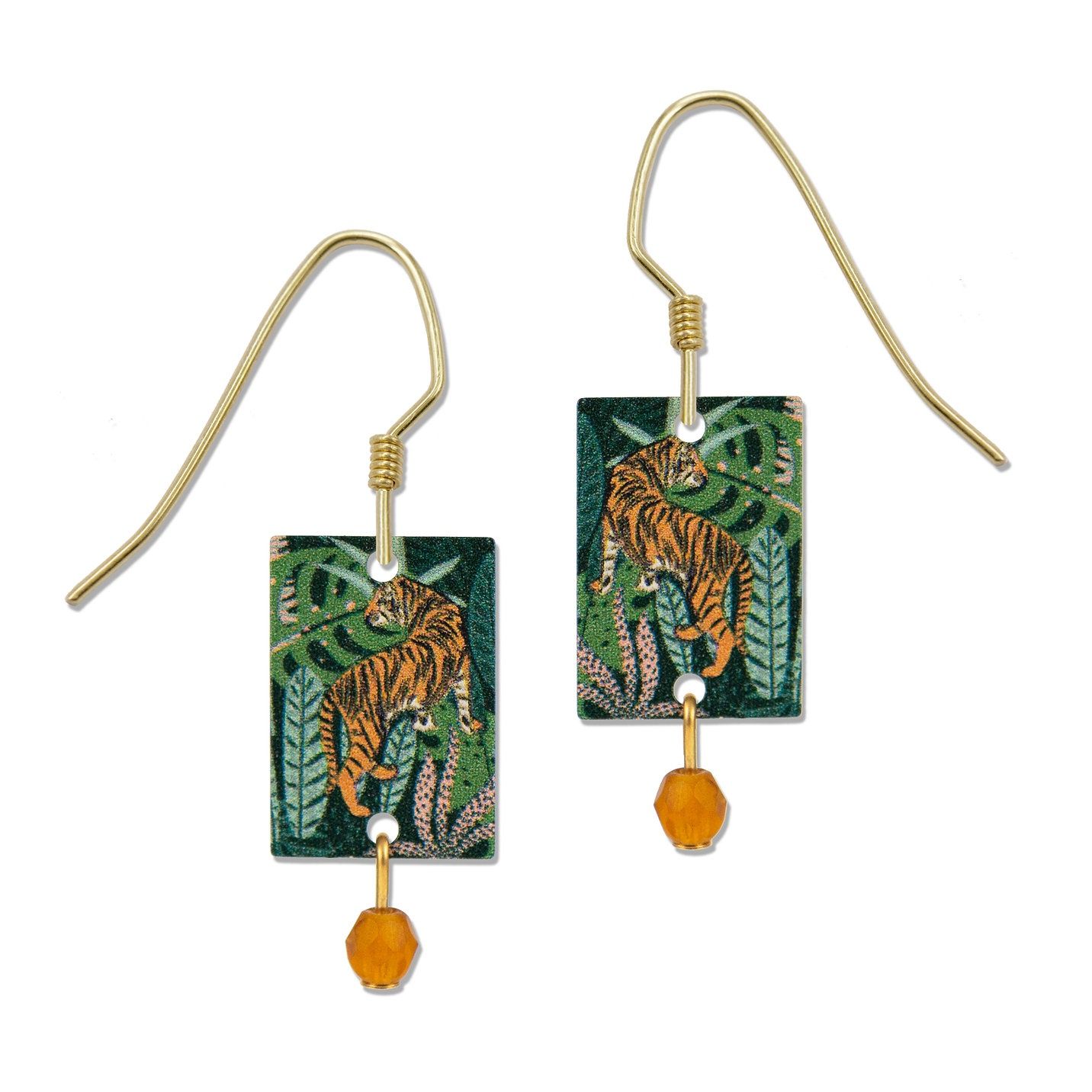 Tiger in the Rain Forest-LT Earrings, Color: Gold