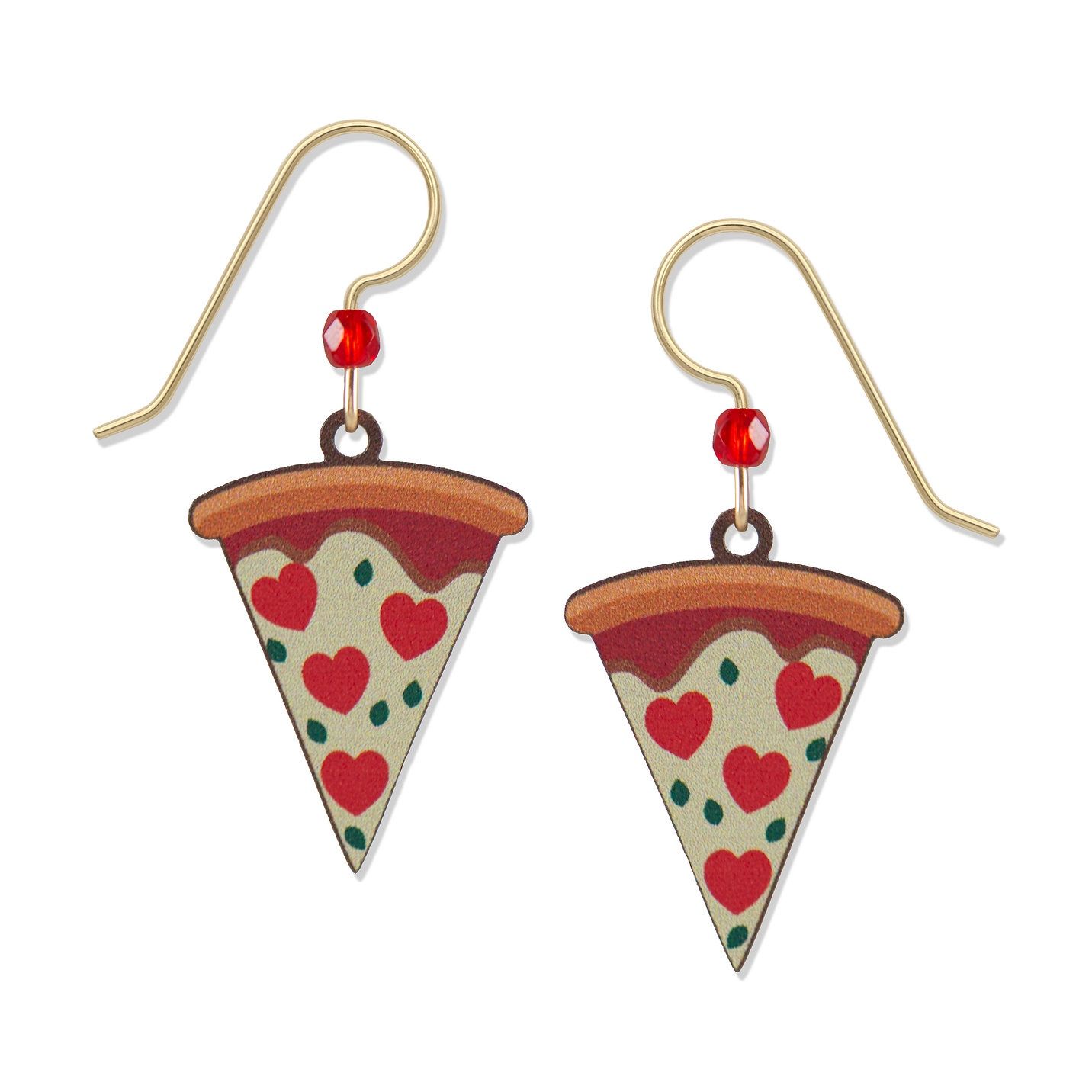 Heart Pepperoni Pizza Earrings, Color: Gold