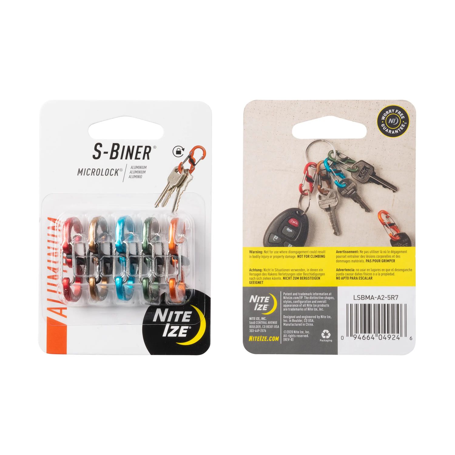 Nite Ize S-Biner Microlock Aluminum Carabiner, 5 Pack, Color: Assorted