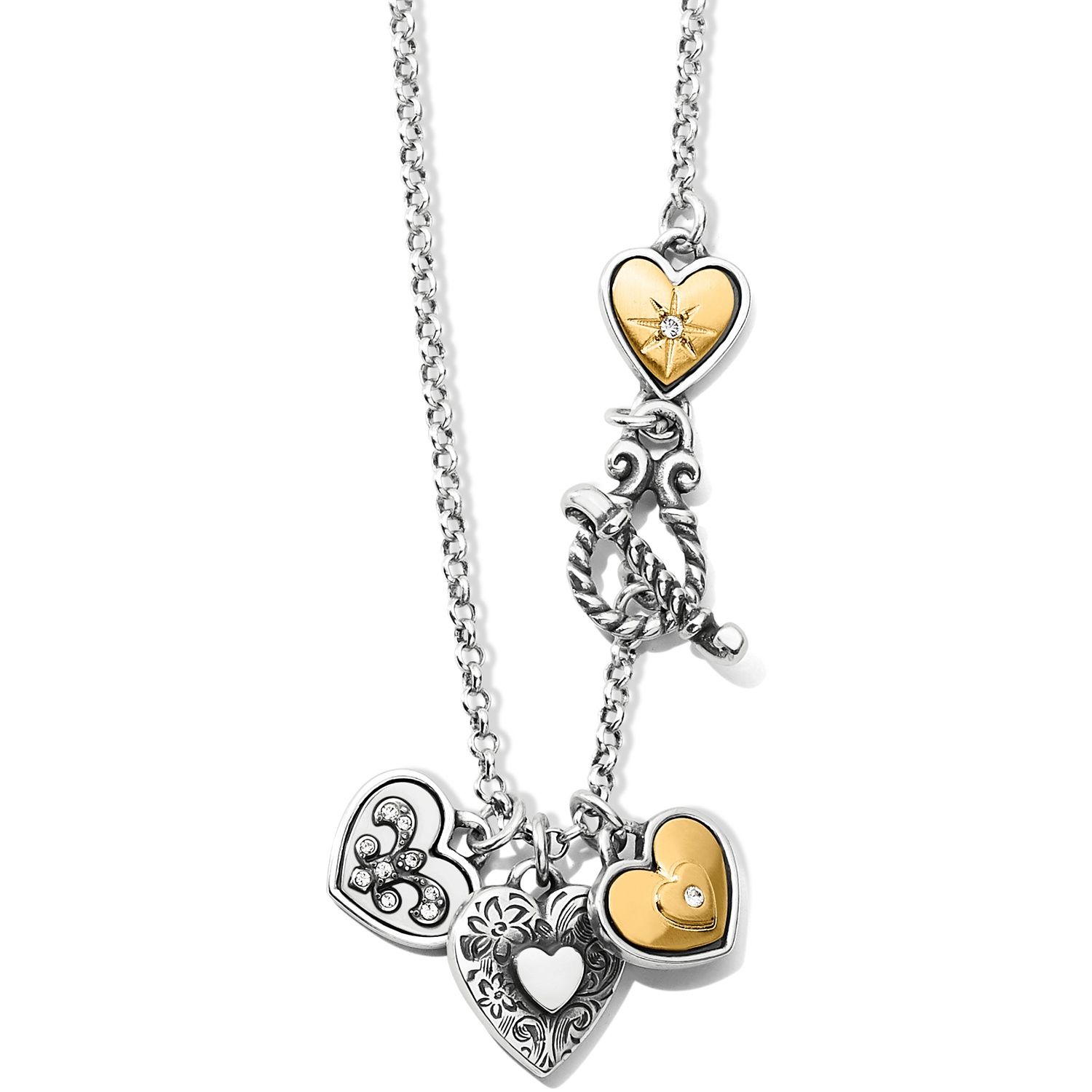 Brighton One Heart Short Necklace, Color: Silver/Gold