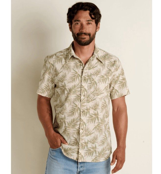Toad&amp;Co Men's Fletcher Short Sleeve Shirt, Color: Salt Print-D, Size: Medium