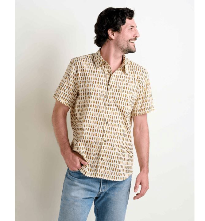 Toad&amp;Co Men's Fletch Short Sleeve Shirt, Color: Umber Hot Sauce Print-D, Size: Small