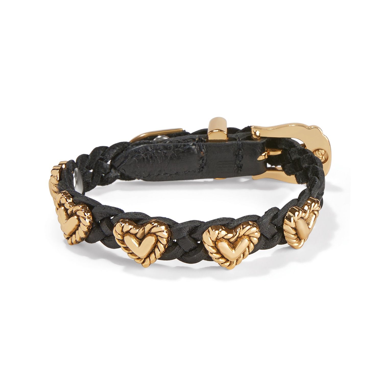 Brighton Roped Heart Braid Bandit Bracelet Black/Gold, Color: Black/Gold
