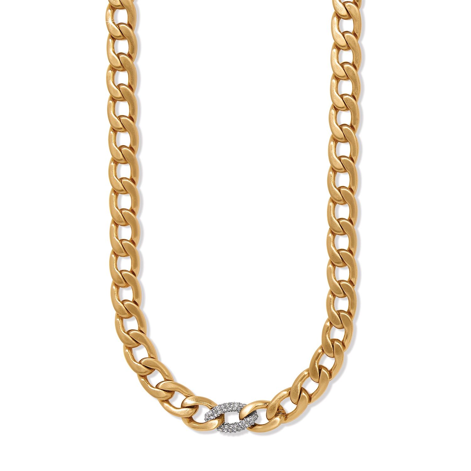 Brighton Cleo Pave Link Necklace, Color: Gold