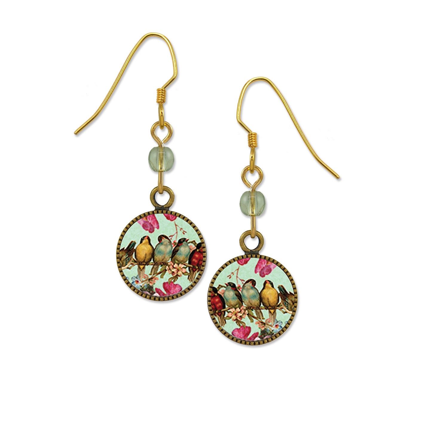 Four Birds on a Branch-LT Earrings, Color: Gold