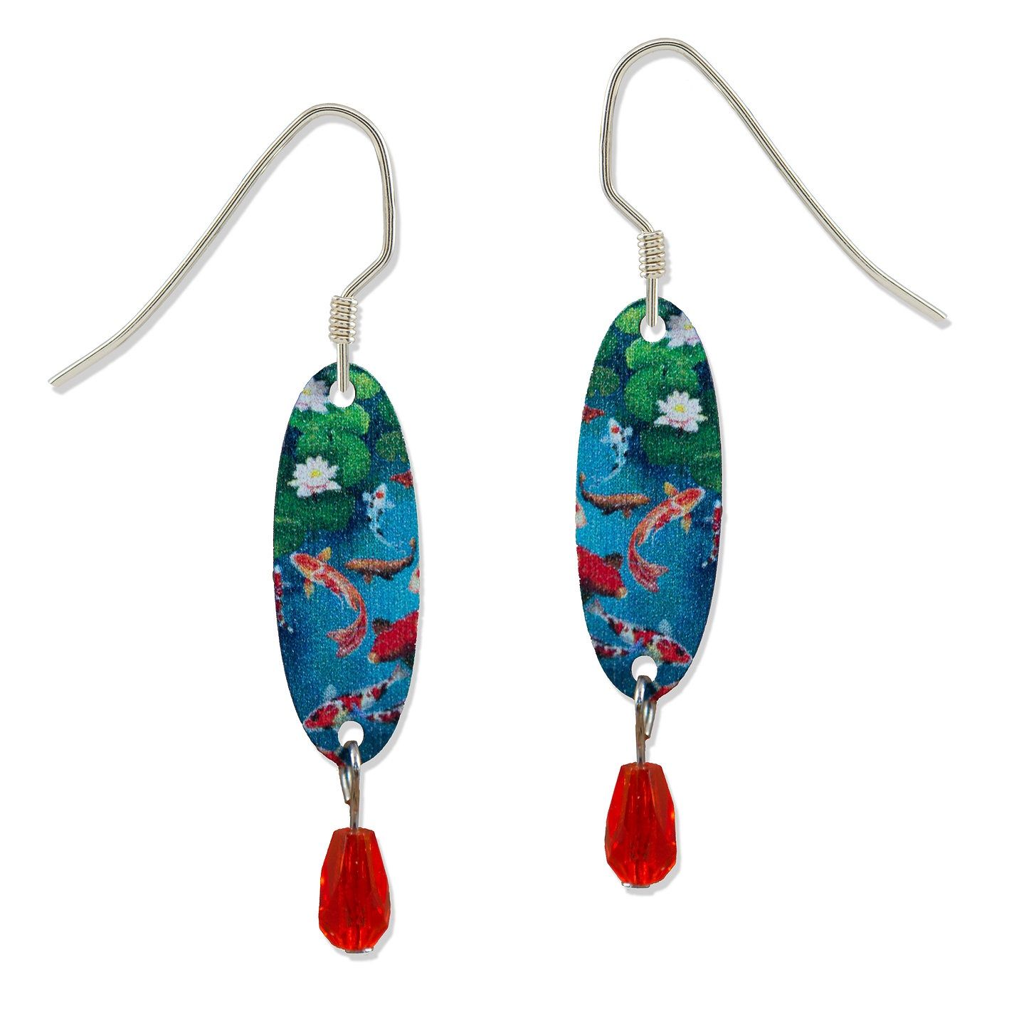 Koi Pond-LT Earrings, Color: Silver
