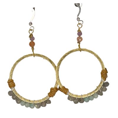 Silver Sparrow Hoops w/Labradorite and Chrysoprase Earrings