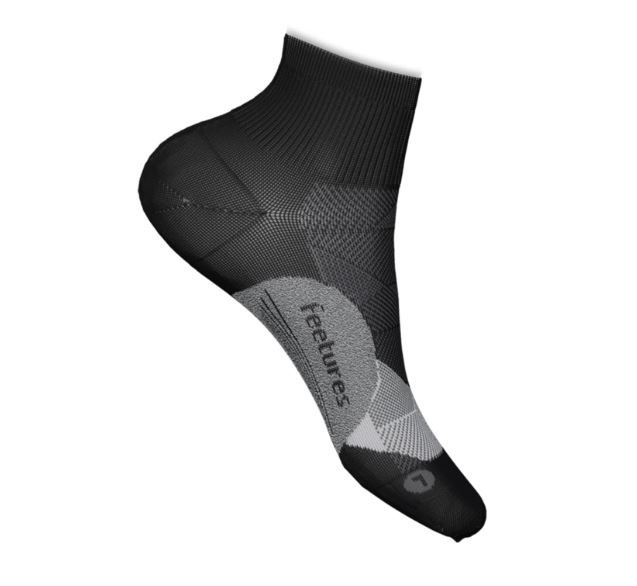 Feetures Elite Light Cushion Quarter Socks, Color: Black, Size: Large