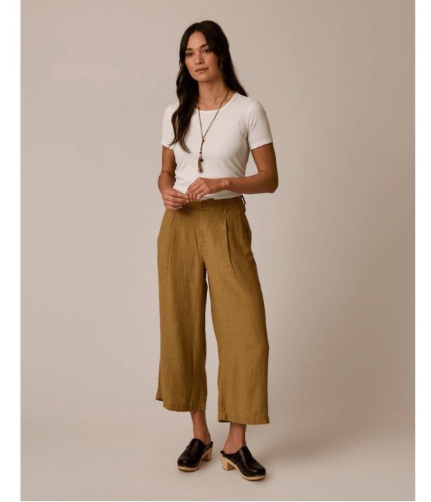 Suki Linen Pant, Color: Golden Chambray, Size: XS