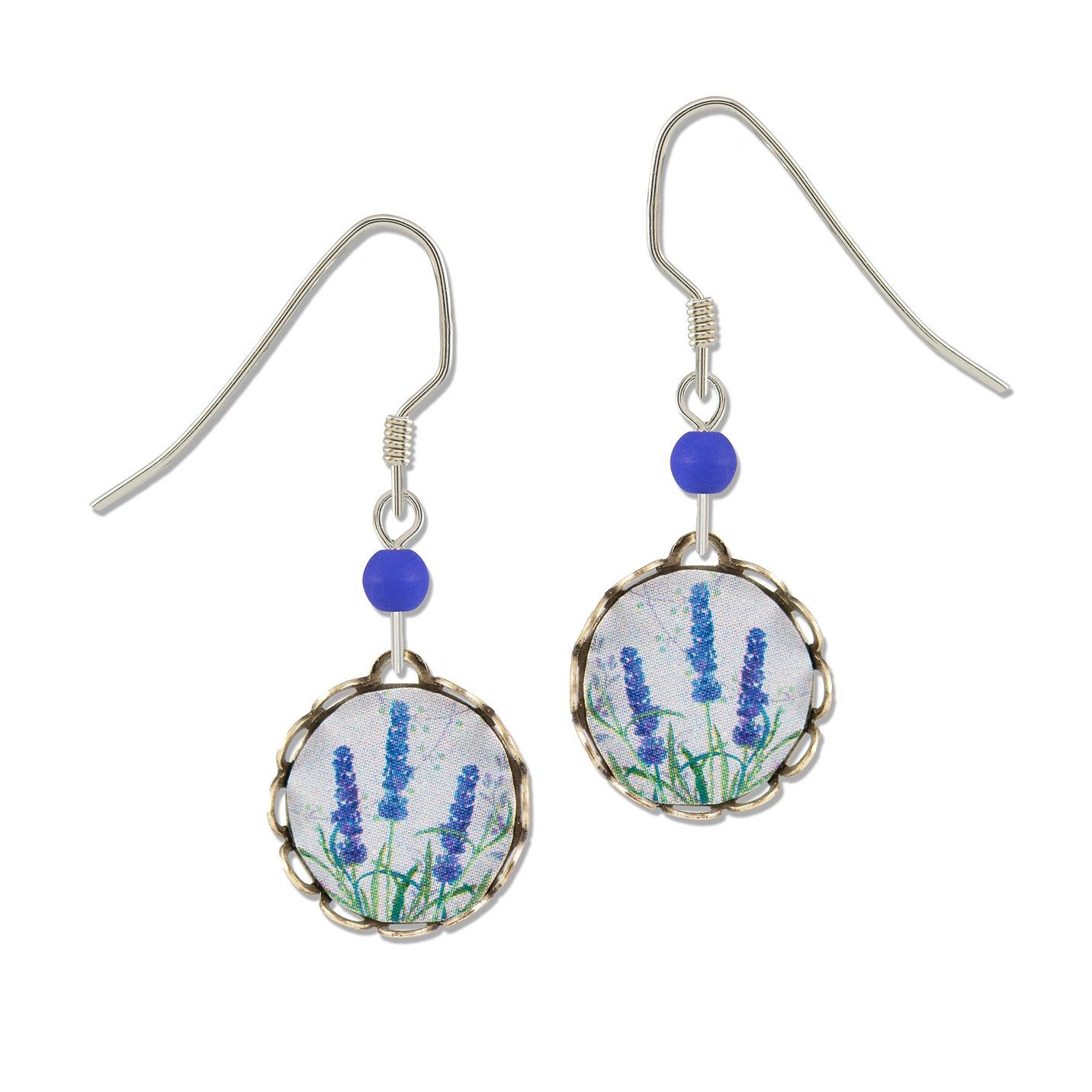 Blue Lavender-LT Earrings, Color: Silver