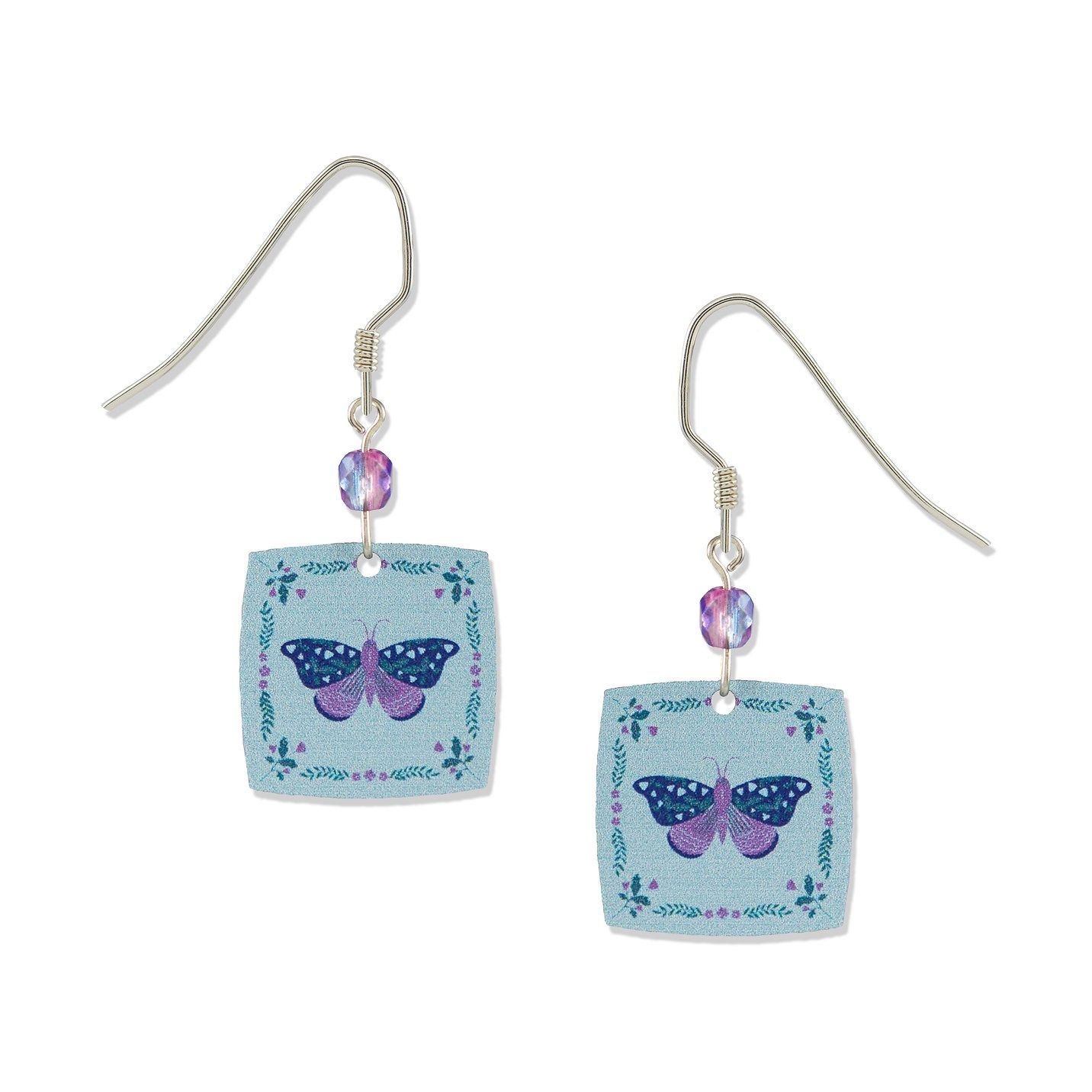 Butterfly Square-LT Earrings, Color: Silver