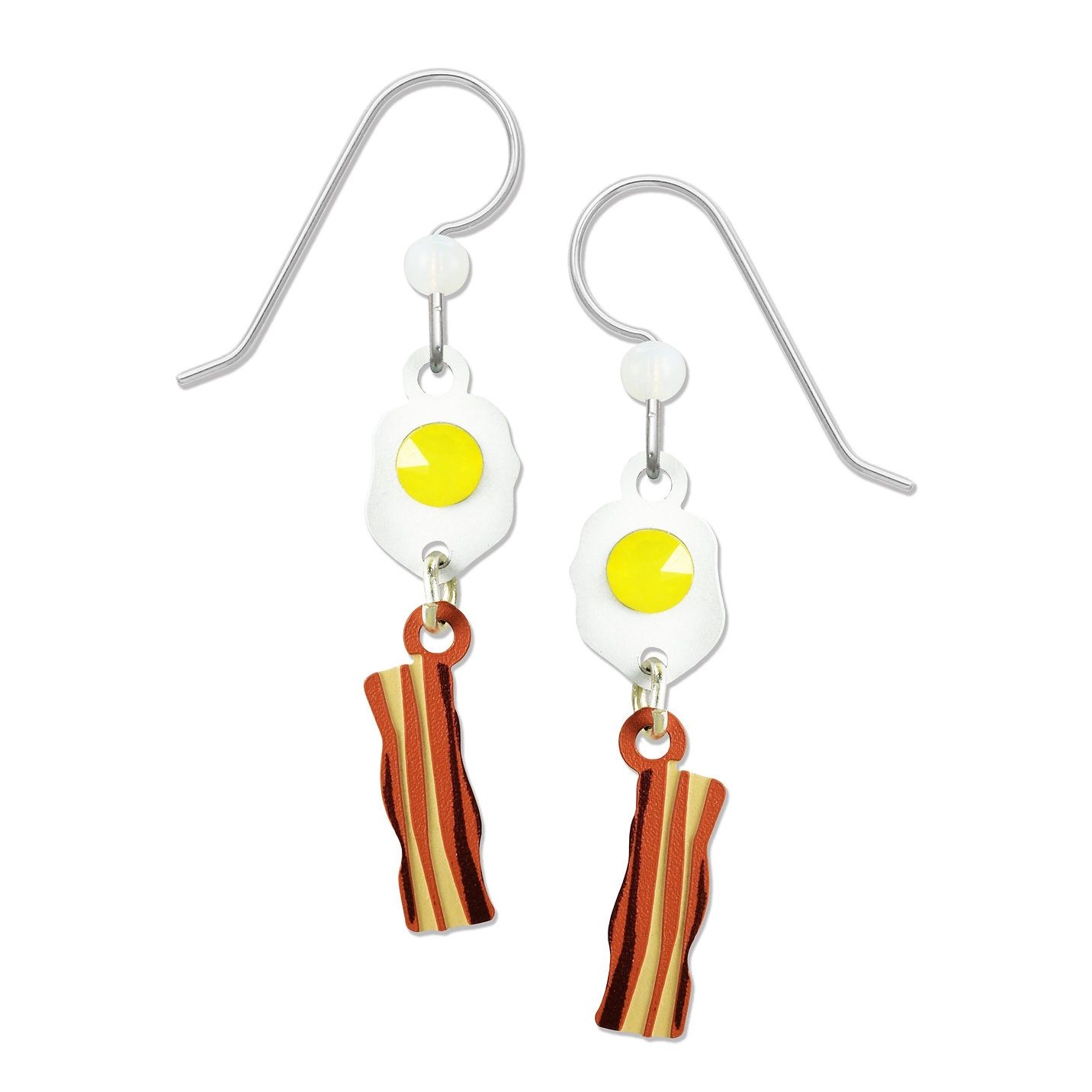 Eggs &amp; Bacon Earrings, Color: Silver