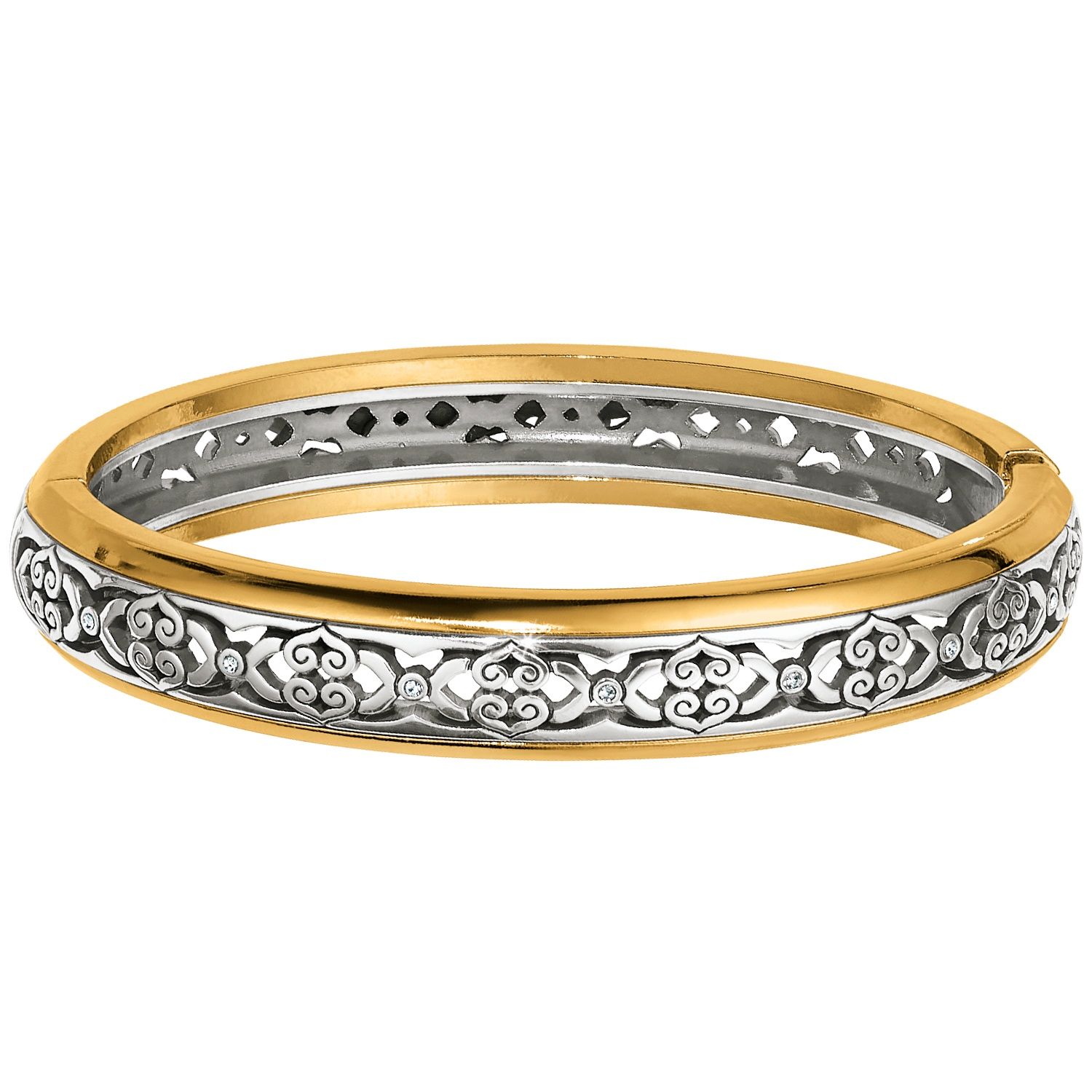 Brighton Intrigue Narrow Hinged Bangle Bracelet, Color: Silver/Gold