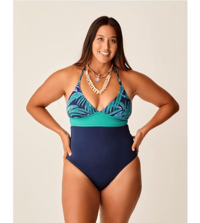 Carve Designs Dahlia One Piece, Color: Blue Oasis w/Navy, Size: SM-Tall