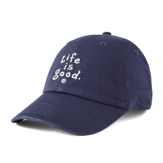 Life is Good Adult Unisex LIG Vintage Wordmark Stacked Chill Cap, Color: Darkest Blue, Size: OS