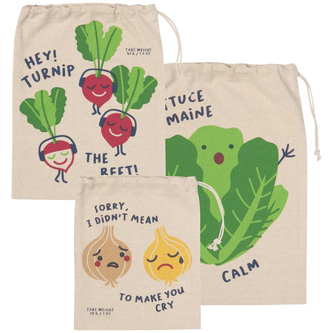 Produce Bags Set of 3, Now Designs Color: Funny Food