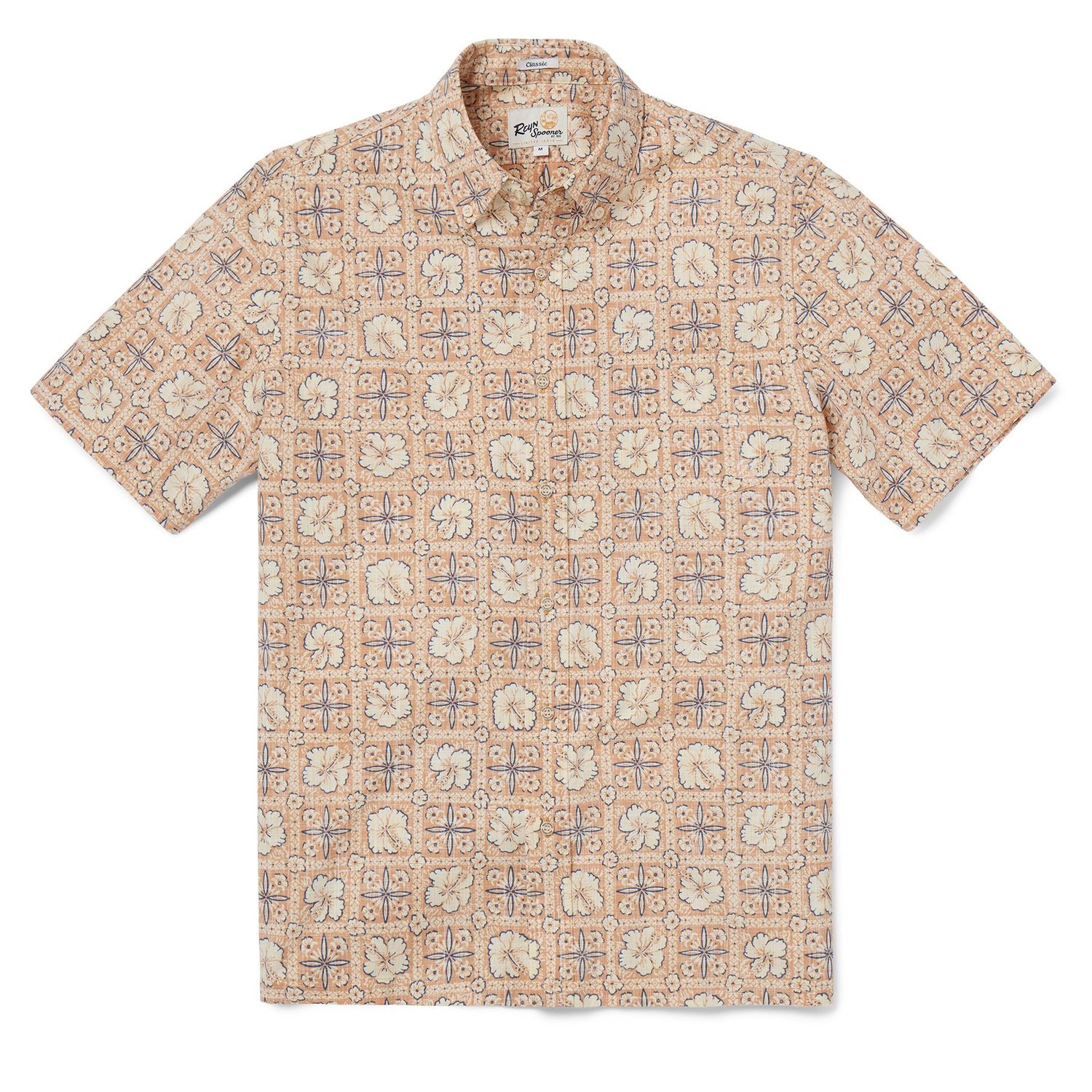 Pua Patchwork - Button Front Men's Shirt, Color: Toast, Size: Medium