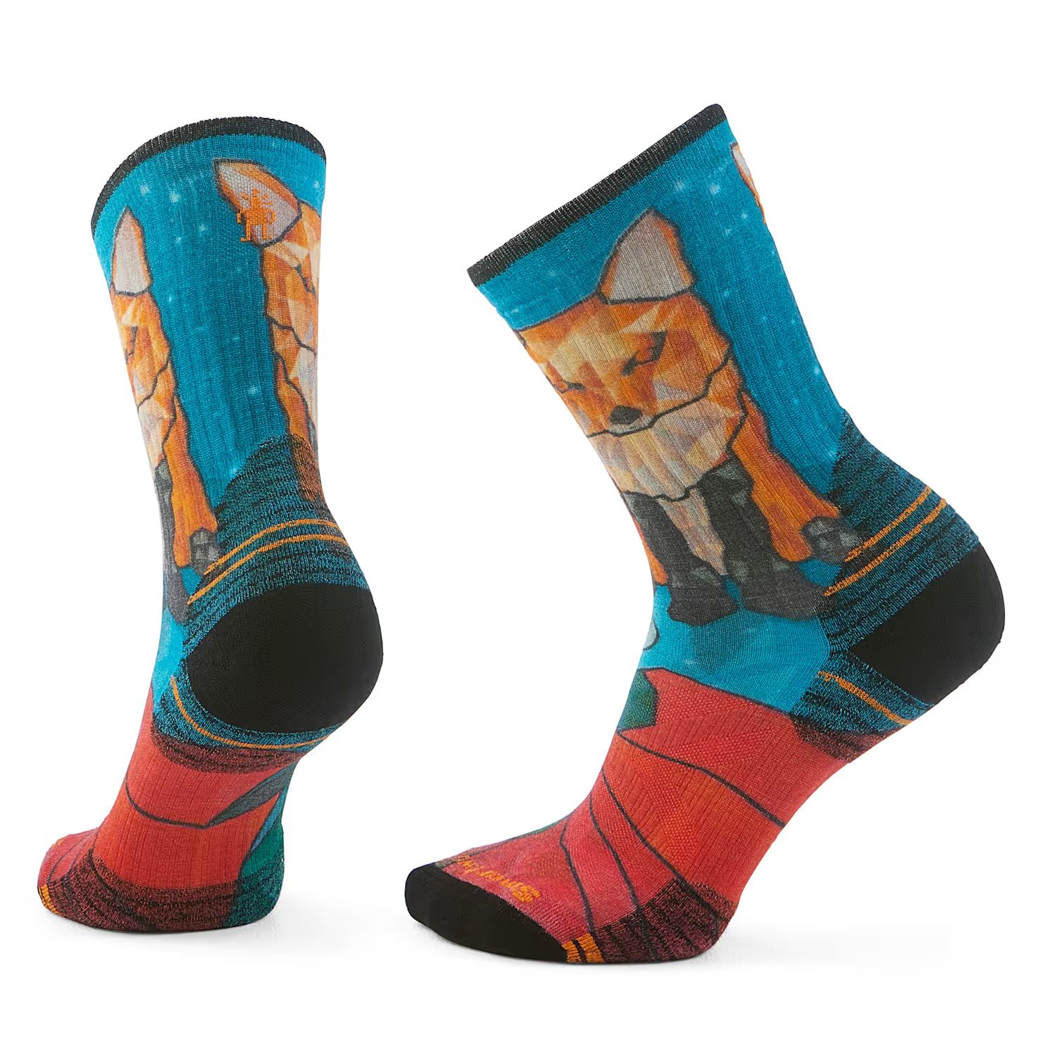 Smartwool W's Hike Targeted Cushion Geo Fox Print Crew Sock-D, Color: Capri, Size: Small