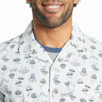 Life is Good Men's Groovy Mushroom Pattern Camp Shirt