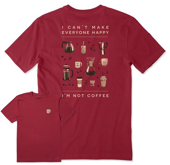 Life is Good Men's Happy Coffee Short Sleeve Tee Shirt, Color: Cranberry Red, Size: M