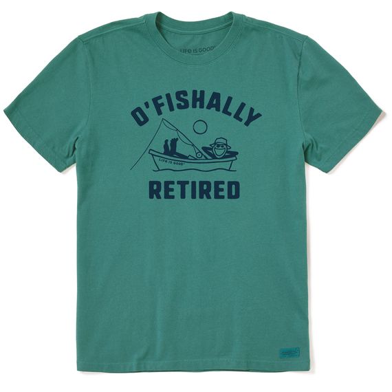 Life is Good Men's O'Fishally Retired Short Sleeve Tee Shirt, Color: Spruce Green, Size: L