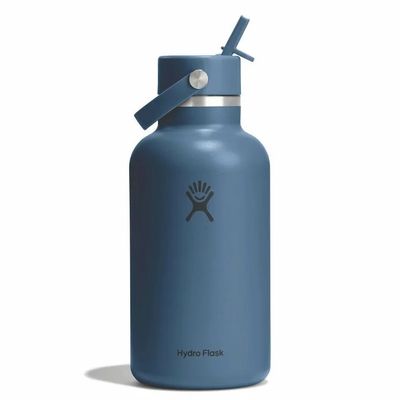 64 Oz Wide Mouth Hydro Flask w/Flex Straw Cap