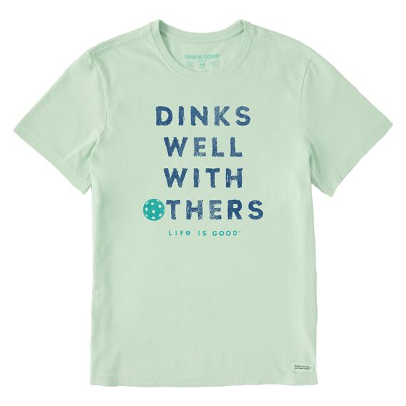 Life is Good Men's Dinks Well With Others Pickleball Short Sleeve Tee Shirt, Color: Sage Green, Size: M