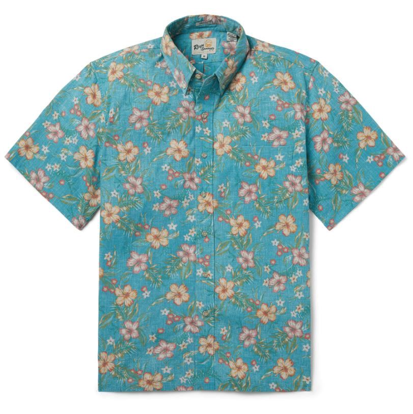 Button Front Shirt - Manoa Beauty, Color: Manoa Blue Moon, Size: XL