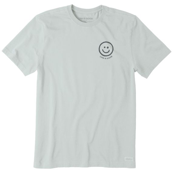 Life is Good Men's Smiley Face Short Sleeve Crusher Tee Shirt, Color: Fog Gray, Size: S