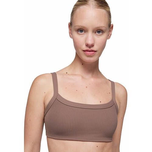 prAna Luxara Rib Bra, Women's, Color: Carob, Size: Small