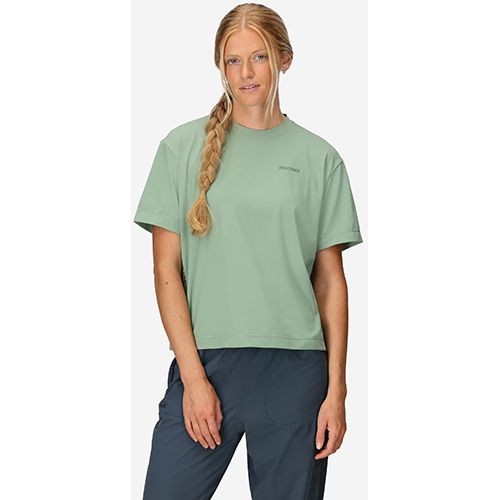 Marmot AirExchange SolarShield Women's Short Sleeve Crew Top, Color: Agate Green, Size: XS