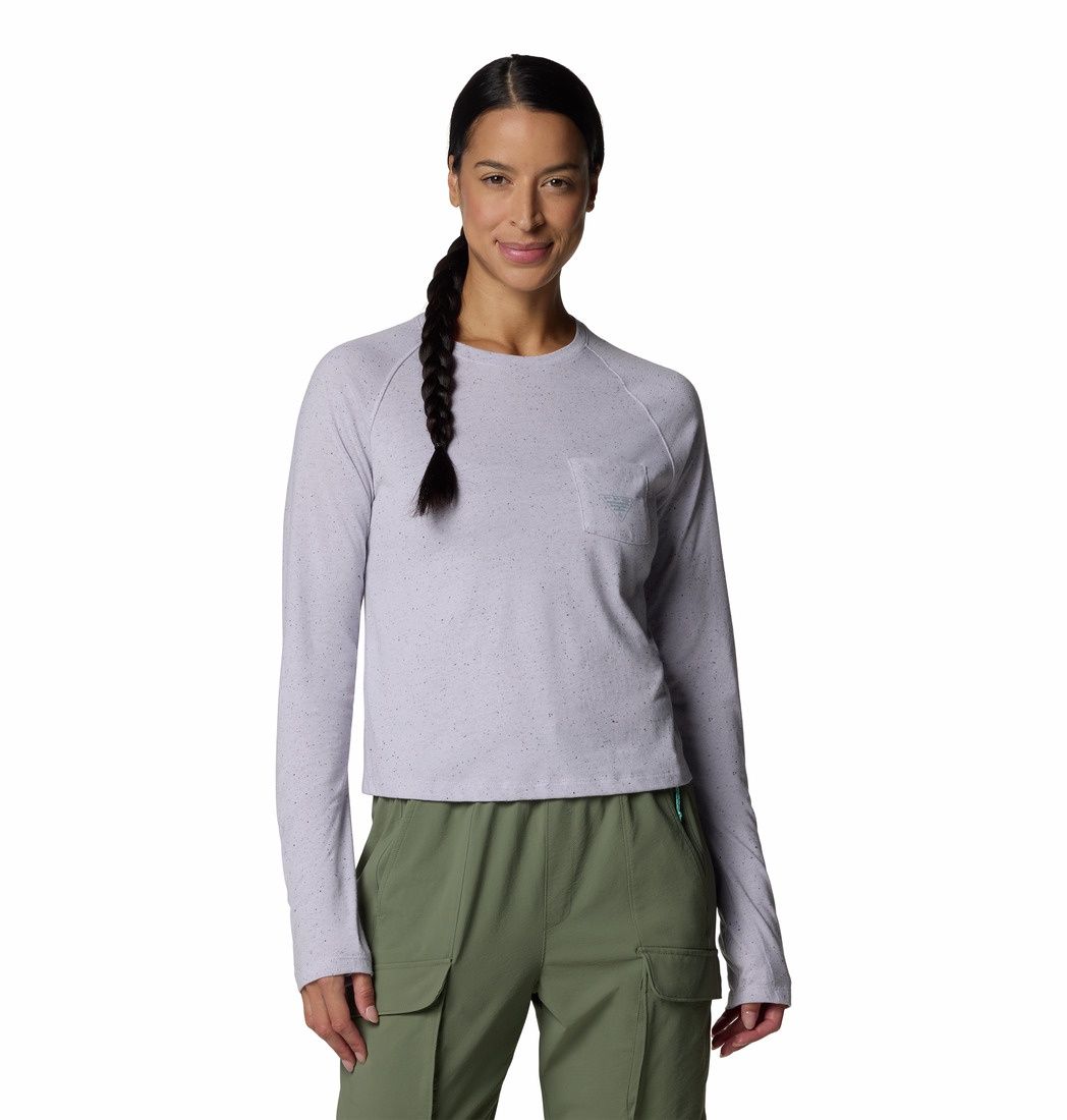PFG Uncharted Neps Women's Long Sleeve Tee, Color: Lavender Pearl, Size: XL