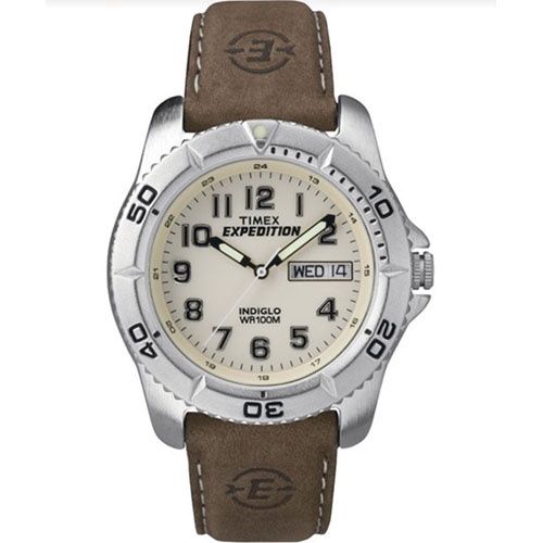 Timex Expedition Traditional  40mm Leather Strap Watch, Color: Silver / White