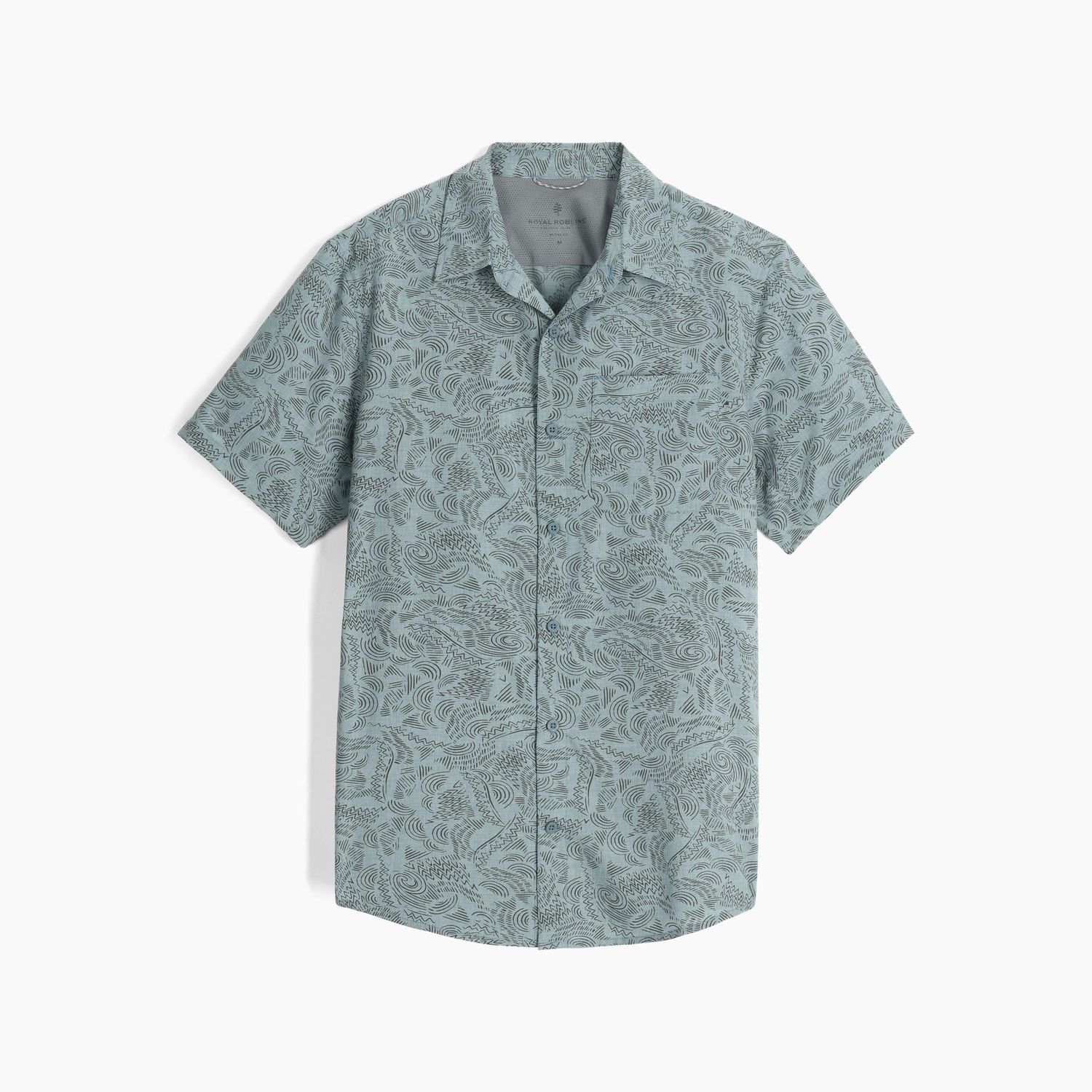 Royal Robbins Amp Lite ll Men's Short Sleeve Shirt, Color: Lt Slate Htr River Pt, Size: Medium