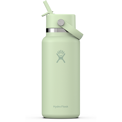 32 Oz Wide Mouth Hydro Flask w/Flex Straw Cap, Color: Aloe