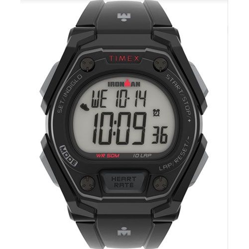 Timex Ironman Classic 10+ 43mm HRM Activity Black Face Watch, Color: Black