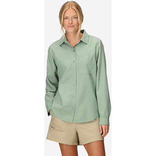 W's AirExchange SolarShield LS Shirt, Color: Agate Green, Size: Small