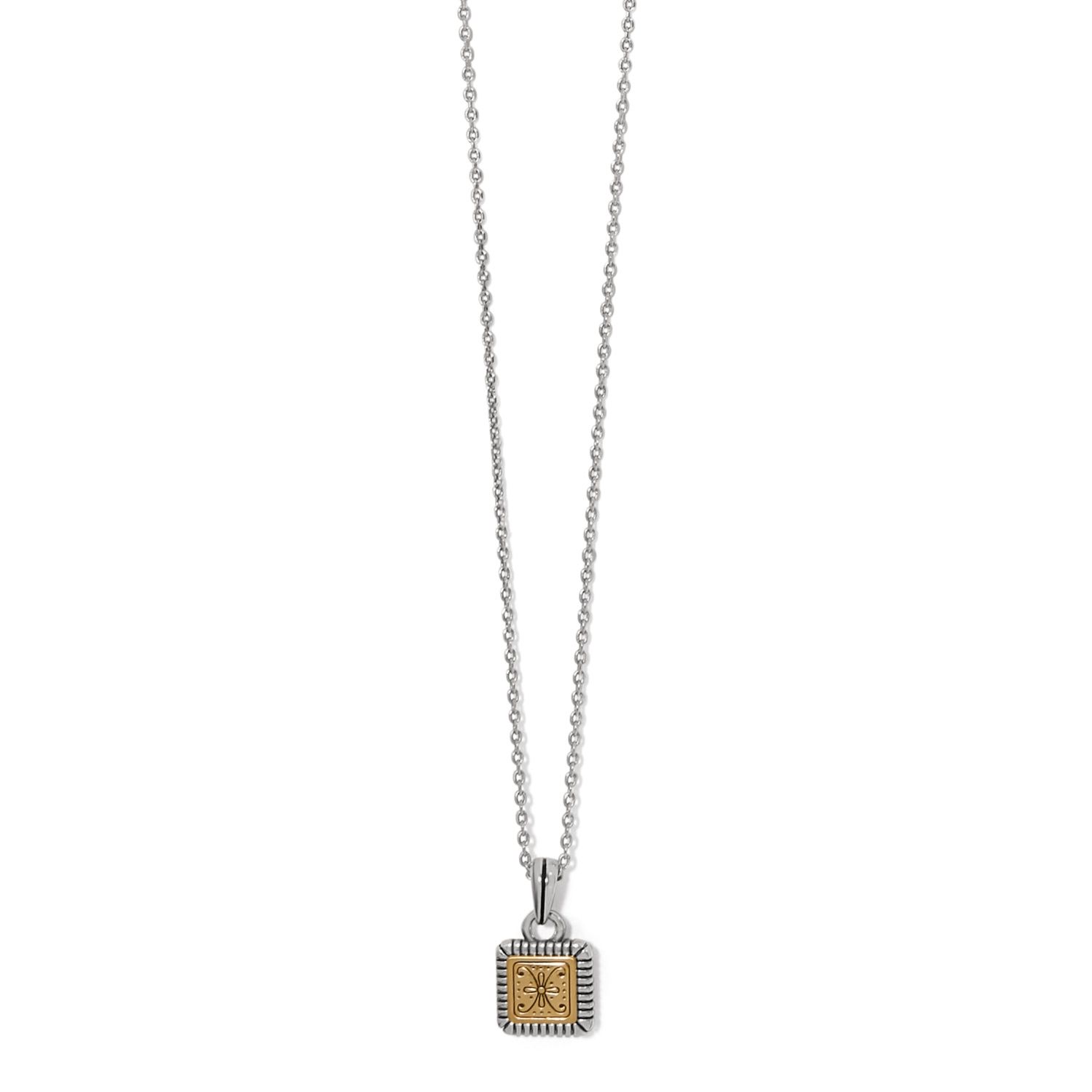 Brighton Mosaic Two Tone Mini Tile Necklace, Color: Silver/Gold