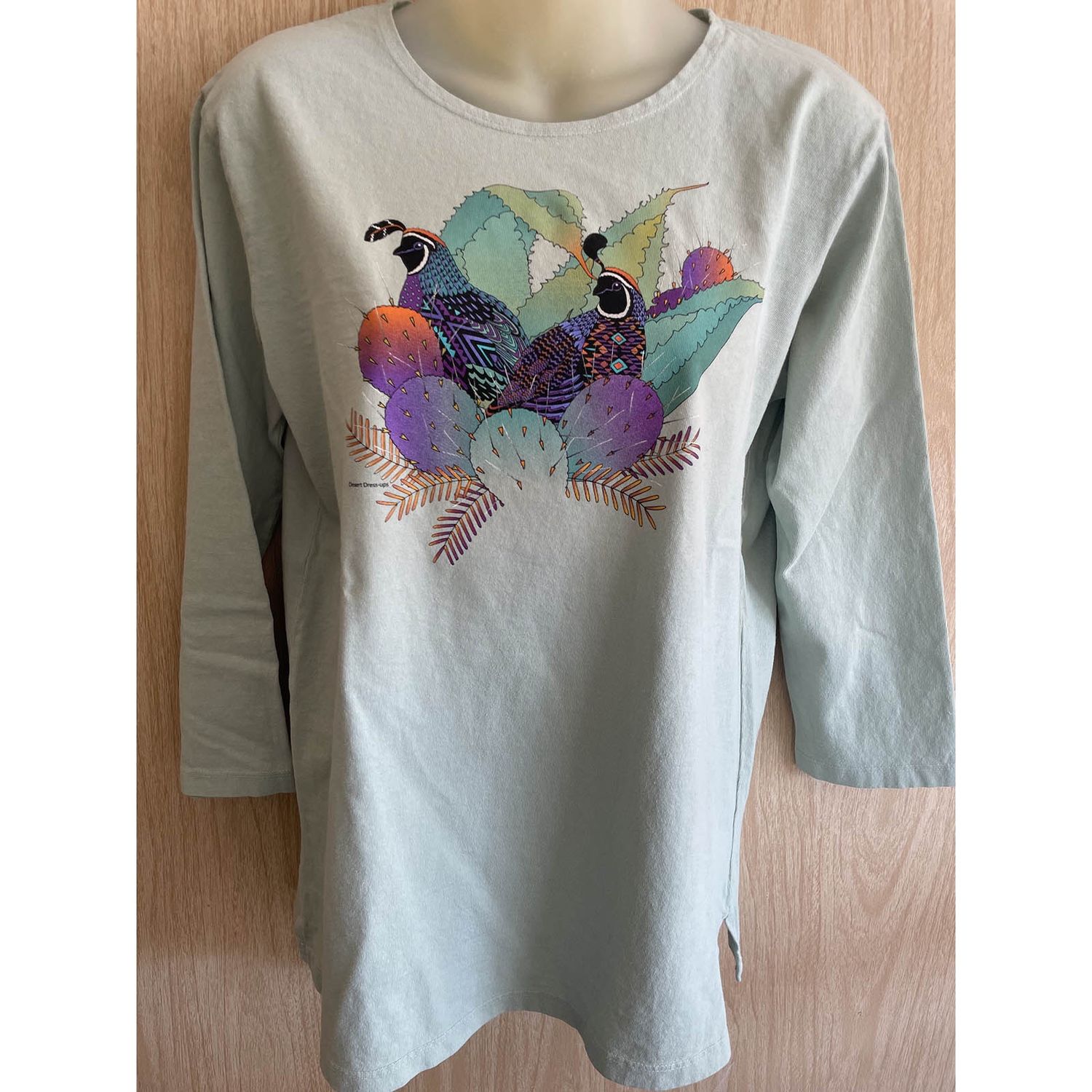 Sabaku Women's 3/4 Sleeve Top, Desert Dress-ups, Color: Soft Sage, Size: XS