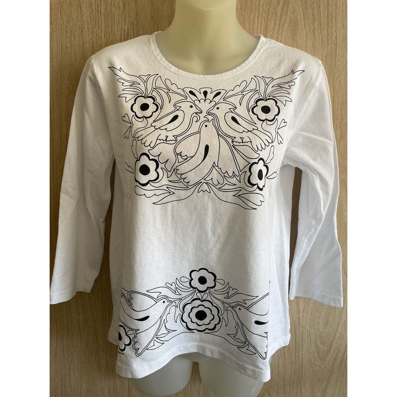 Sabaku Women's 3/4 Slv Best Tee, White Bird Black Bird