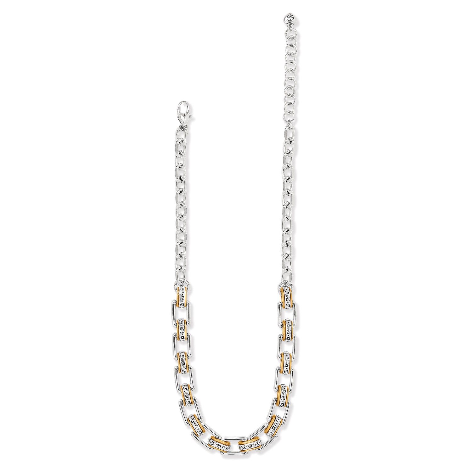 Mosaic Two Tone Links Necklace, Color: Silver/Gold