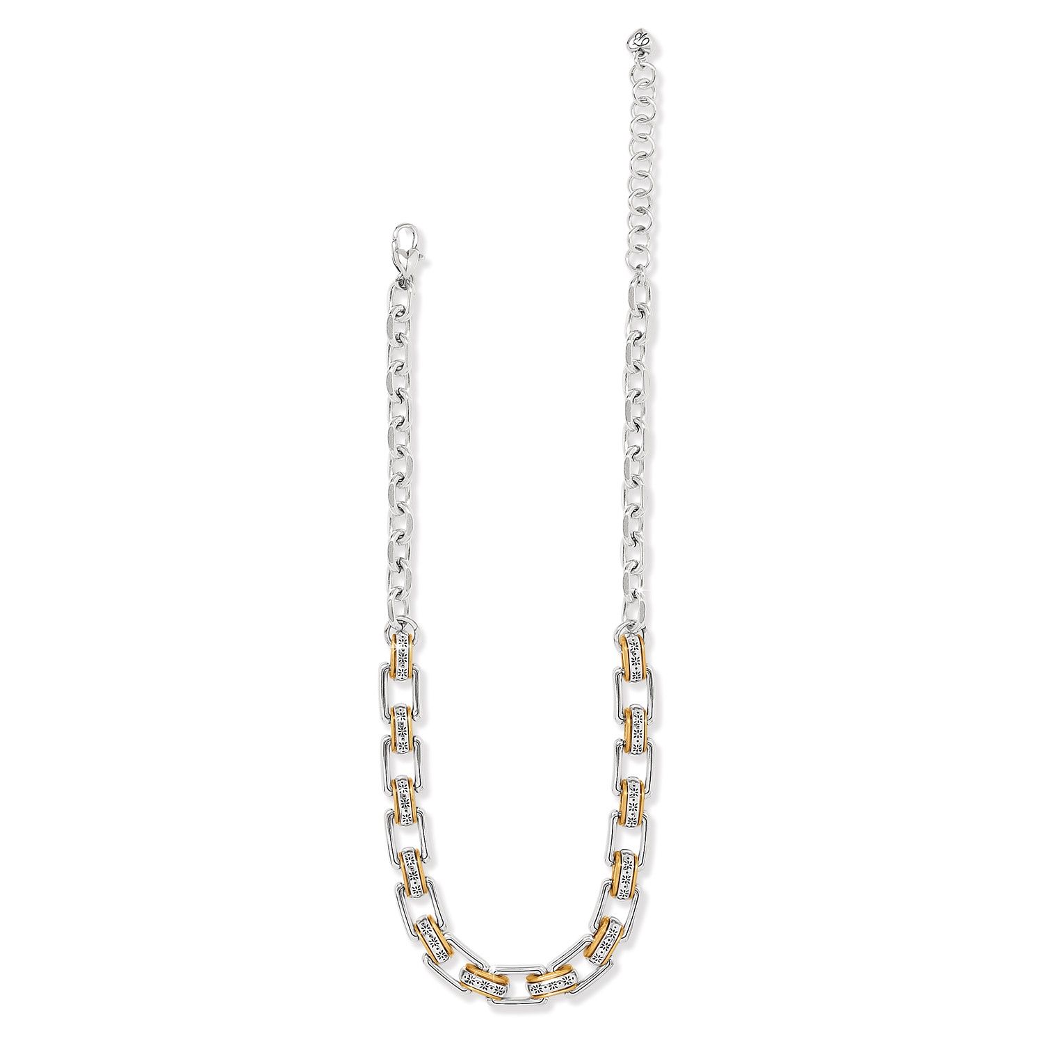Brighton Mosaic Two Tone Links Necklace, Color: Silver/Gold