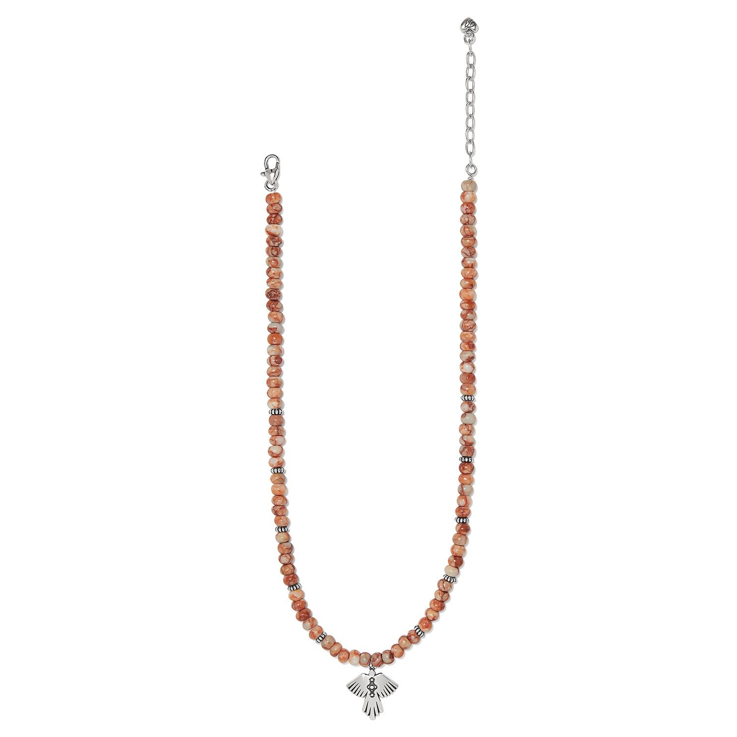 Brighton Mosaic Mojave Flight Beaded Necklace, Color: Silver/Red