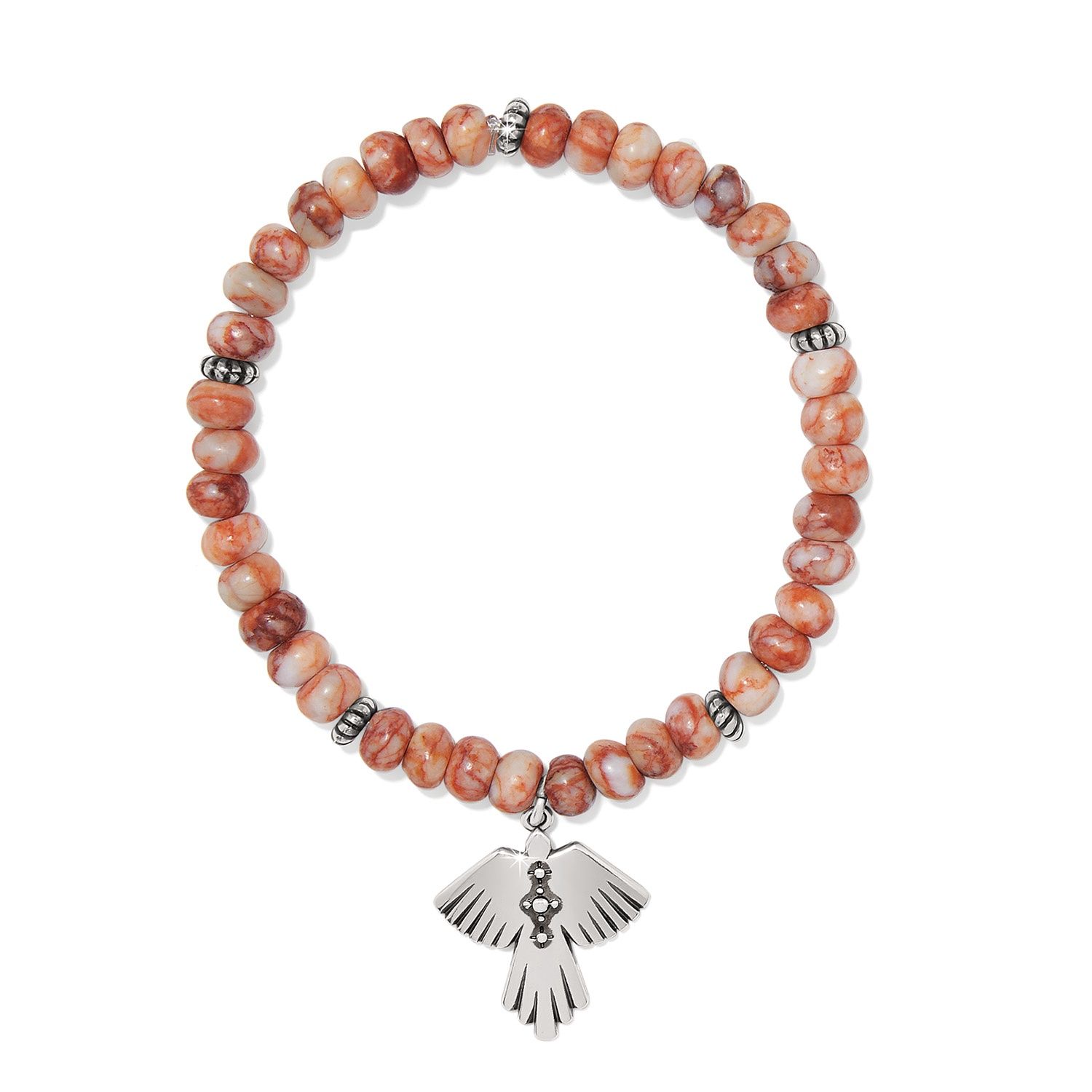Brighton Mosaic Mojave Flight Stretch Bracelet, Color: Silver/Red
