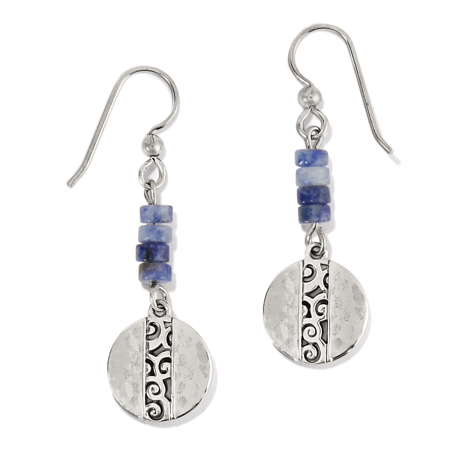 Brighton Mingle Shores Beaded Disc French Wire Earrings, Color: Silver/Blue