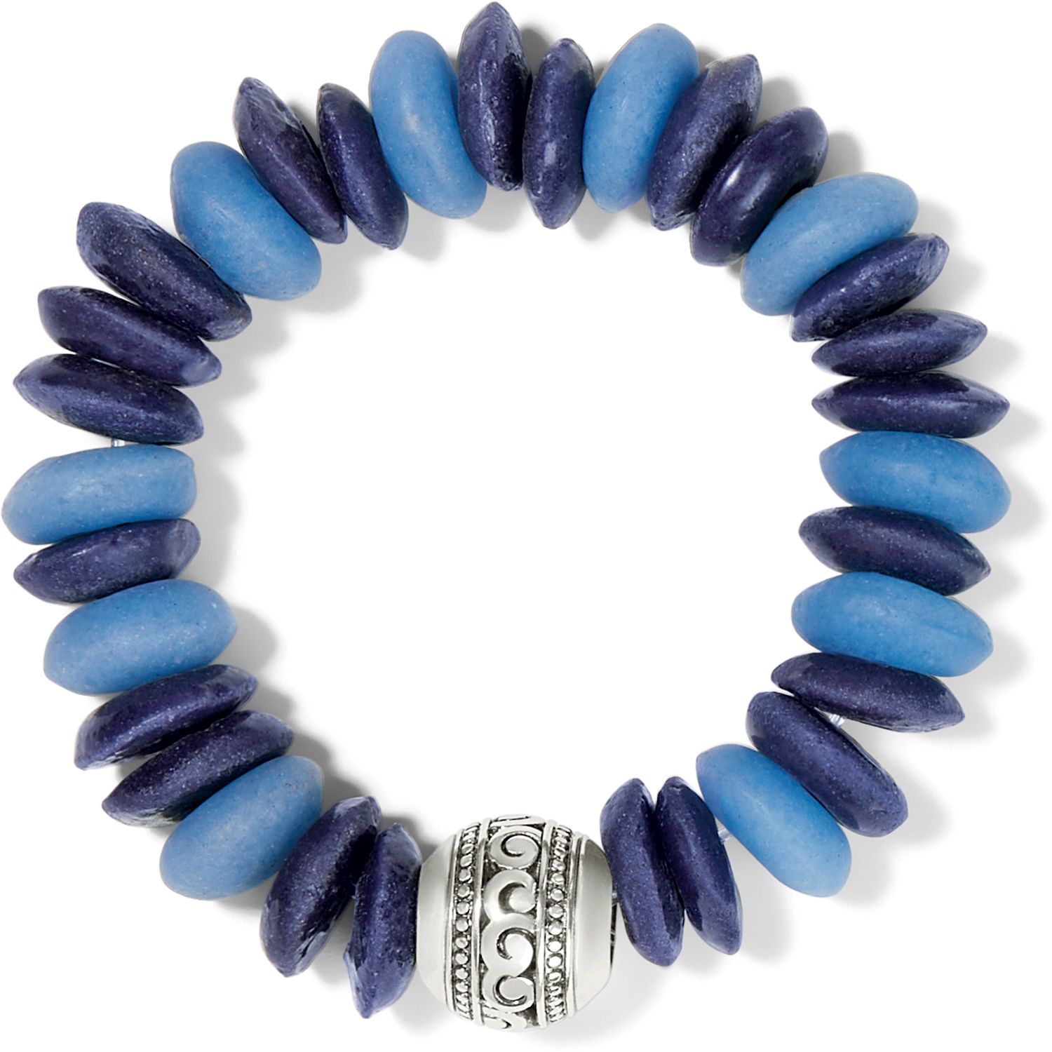 Brighton Mingle Shores Beaded Stretch Bracelet, Color: Silver/Blue