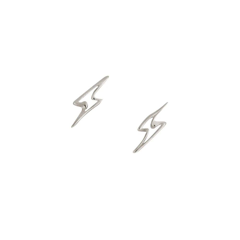 Tomas Jewelry Open Lightning Stud Earrings in Silver, Color: Silver